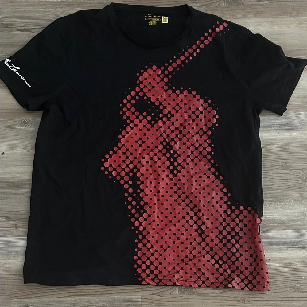 Polo Ralph Lauren Black Tee with Red Dot Design